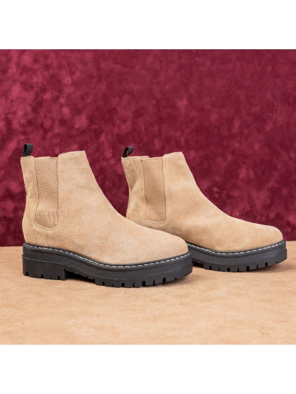 Marc Fisher Women Pirro Chelsea Platform Tan Suede Festival Party Boots sz 10